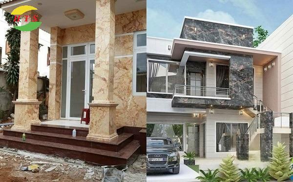 Đá granite tự nhiên sử dụng ốp hai cột cửa chính